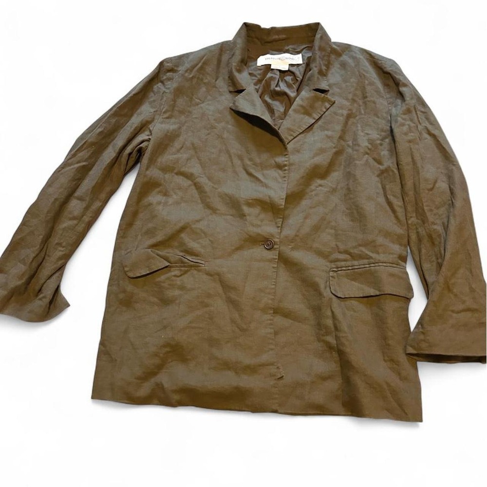 Treasure & Bond olive green linen blend blazer in size L